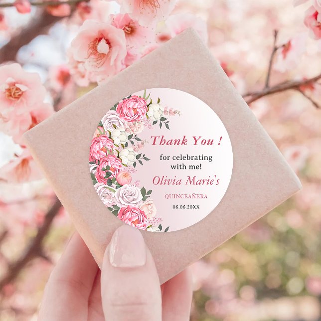Pegatina Redonda Rosas románticos pastel dulces 16 cumpleaños (Subido por el creador)