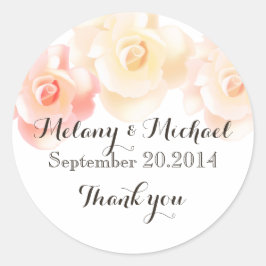 Pegatina Redonda Rosas románticos y elegantes