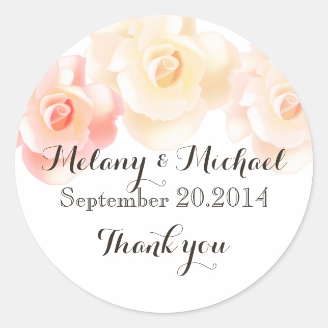 Pegatina Redonda Rosas románticos y elegantes (Anverso)