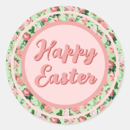 Pegatina Redonda Rosas rosas rosadas de estilo vintage