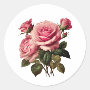 Pegatina Redonda Rosas rosas rosas