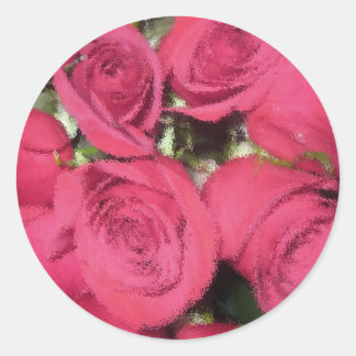 Pegatina Redonda Rosas rosas rosas con cepillo seco II.jpg