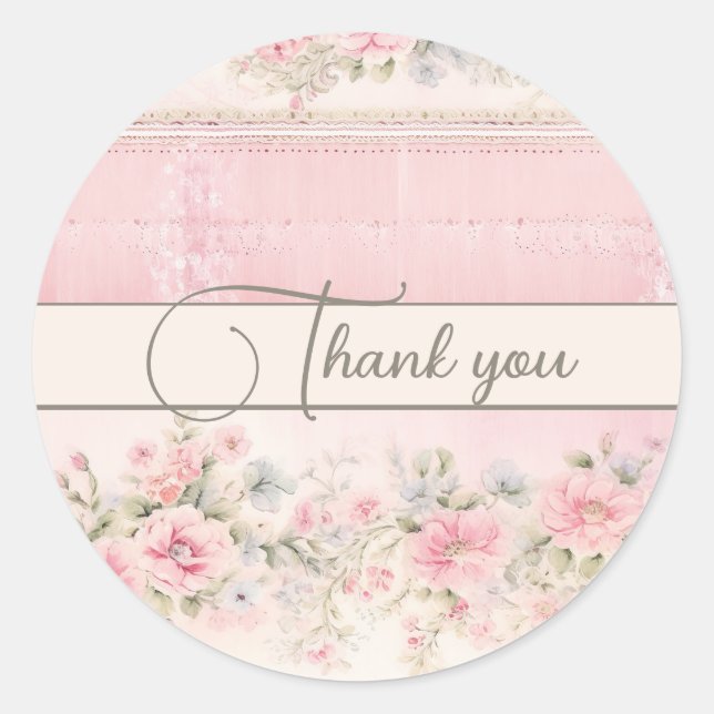 Pegatina Redonda Rosas rosas rosas flores ruidosas elegante (Anverso)