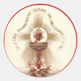 Pegatina Redonda Rosas transversales de cáliz albergan la comunión
