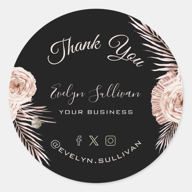 Pegatina Redonda Rosas tropicales... .............................. (Anverso)