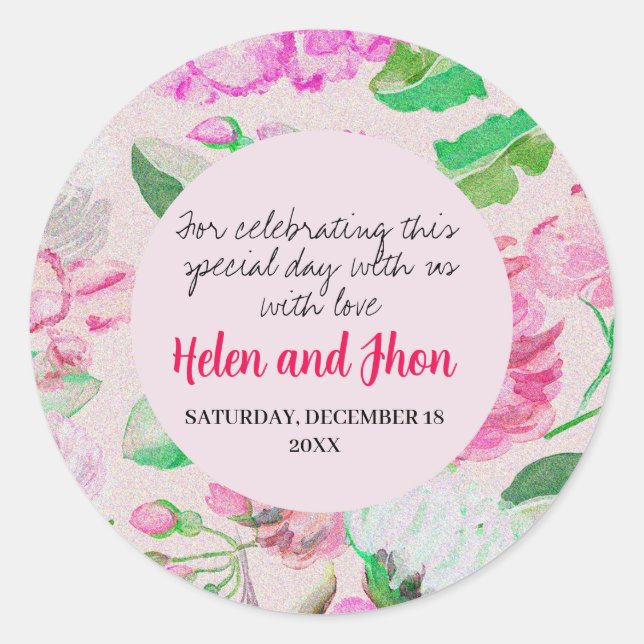 Pegatina Redonda Rosas verano (Anverso)