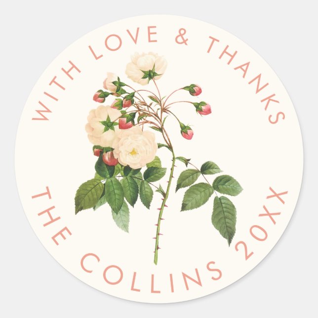 Pegatina Redonda Rosas VINTAGE PixDezines. NIVEA, Gracias (Anverso)