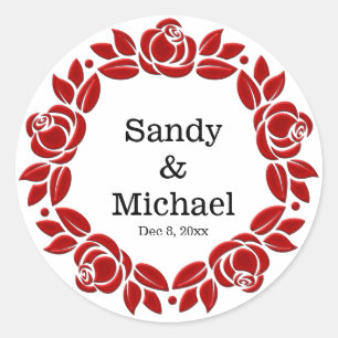 Pegatina Redonda Rosas Wreath