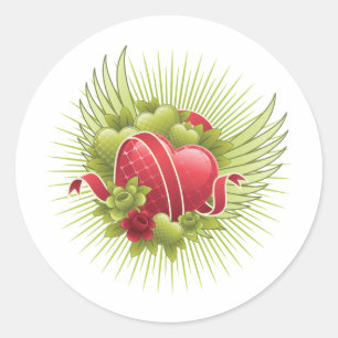 Pegatina Redonda Rosas y alas del corazón