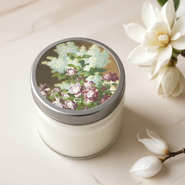 Pegatina Redonda Rosas y Lilacs (Subido por el creador)