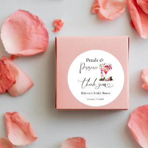 Pegatina Redonda Rosas y Prosecco Floral Despedida de Soltera Rosa