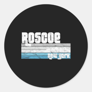 Pegatina Redonda Roscoe New York Ny Retro Vacation Skiking Sn