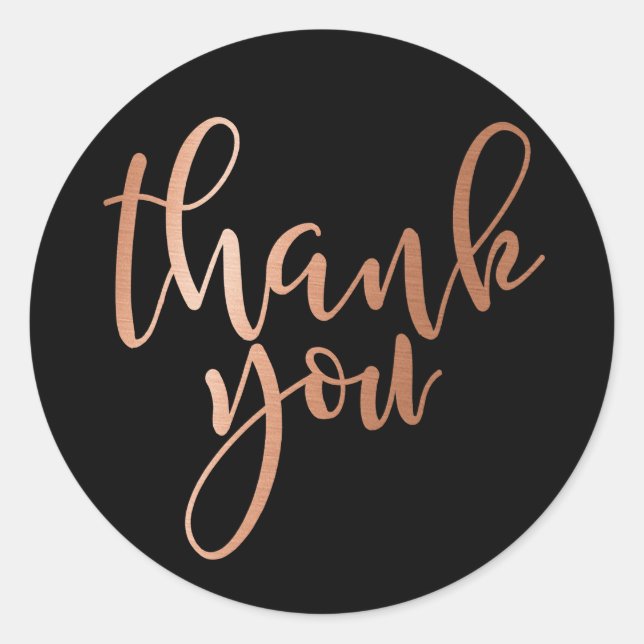 Pegatina Redonda Rose Gold Foil ,  gracias, Sticker (Anverso)