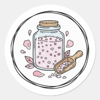 Pegatina Redonda Rose Petal Bath Soak Label Illustration | Floral