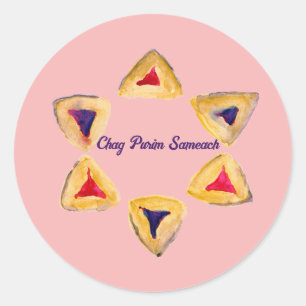 Pegatina Redonda Rosé Purim Hamantaschen