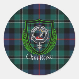 Pegatina Redonda Rose Scottish Clan Tartan & Crest