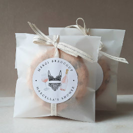 Pegatina Redonda Rosé y Lingerie Shower Gracias