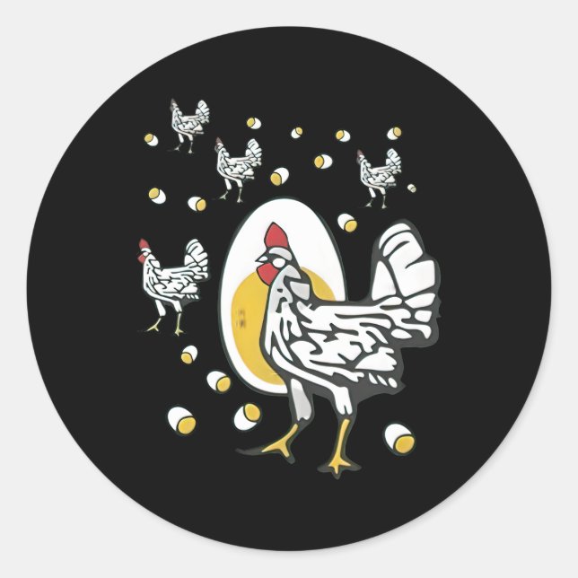 Pegatina Redonda Roseanne Chicken Roseanne Rooster Y Egg (Anverso)