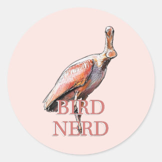 Pegatina Redonda Roseate Spoonbill Bird Nerd