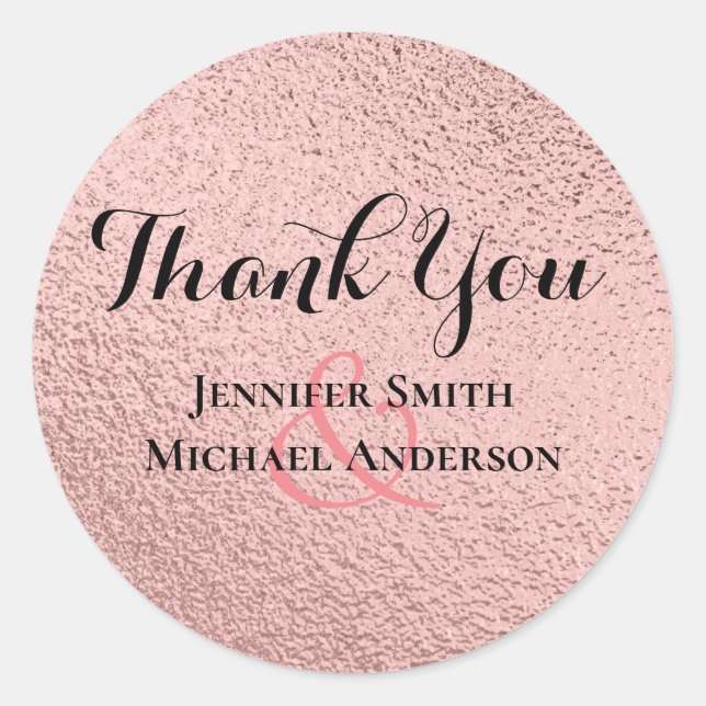 Pegatina Redonda RoseGold Purpurina Glam Relieve metalizado Aspecto (Anverso)