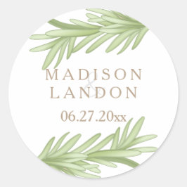 Pegatina Redonda Rosemary Sprigs Nombres de Bodas herbales