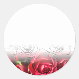 Pegatina Redonda Roses Rojos Con Brotes Negros