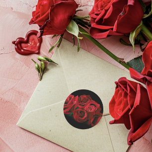 Pegatina Redonda Roses Roses Blancos Elegancia Negra Boda eterno