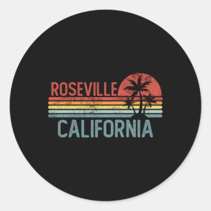 Pegatina Redonda Roseville California Ciudad Eeuu Roots