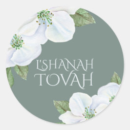 Pegatina Redonda Rosh Hashanah Apple Blossom L'shanah Tovah