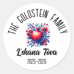 Pegatina Redonda Rosh Hashanah Nombre personalizado del Año Nuevo J