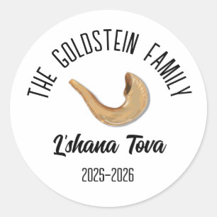 Pegatina Redonda Rosh Hashanah Nombre personalizado del Año Nuevo J