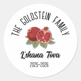 Pegatina Redonda Rosh Hashanah Nombre personalizado del Año Nuevo J