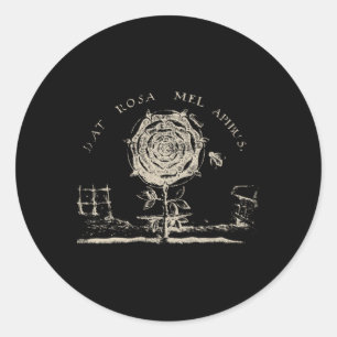 Pegatina Redonda Rosicrucian Emblem Dat Rosa Mel Apibus Hermetic