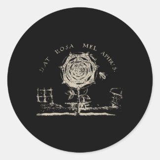 Pegatina Redonda Rosicrucian Emblem Dat Rosa Mel Apibus Hermetic