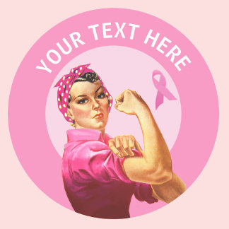 Pegatina Redonda Rosie, la rosada del Riveter Breast Cancer