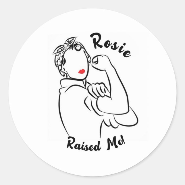 Pegatina Redonda Rosie Raised Década - Imagen de lienzo (Anverso)