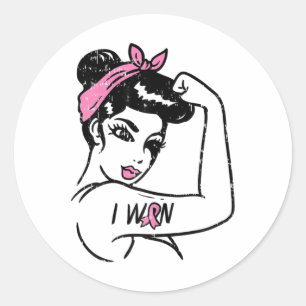 Pegatina Redonda Rosie Riveter I Ganó Conciencia Para Supervivencia