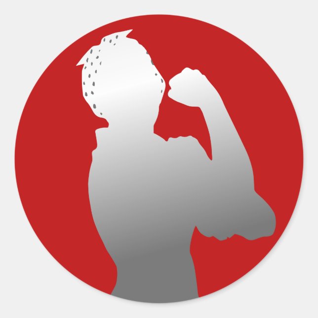 Pegatina Redonda Rosie Riveter Scarlet/Gray, mes de la historia de  (Anverso)