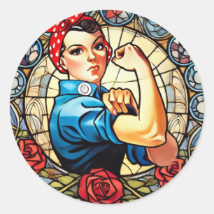 Pegatina Redonda Rosie the Riveter
