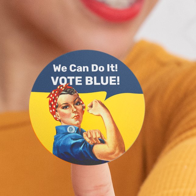 Pegatina Redonda Rosie the Riveter | Azul de voto | (Subido por el creador)