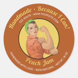 Pegatina Redonda Rosie the Riveter Jar Lid Label