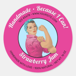 Pegatina Redonda Rosie the Riveter Jar Lid Label