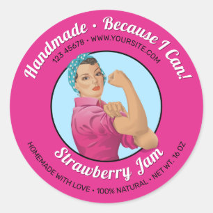 Pegatina Redonda Rosie the Riveter Jar Lid Label
