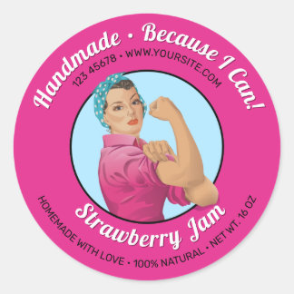 Pegatina Redonda Rosie the Riveter Jar Lid Label