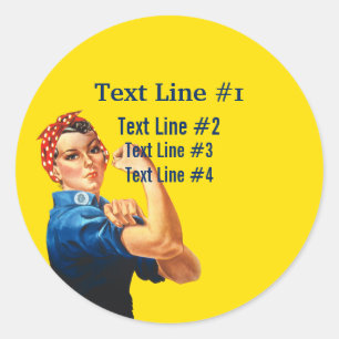 Pegatina Redonda Rosie The Riveter Retro Style Personalizado
