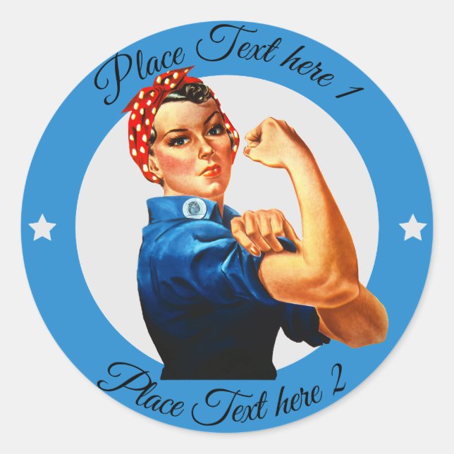 Pegatina Redonda Rosie the Riveter - Sticker (Anverso)