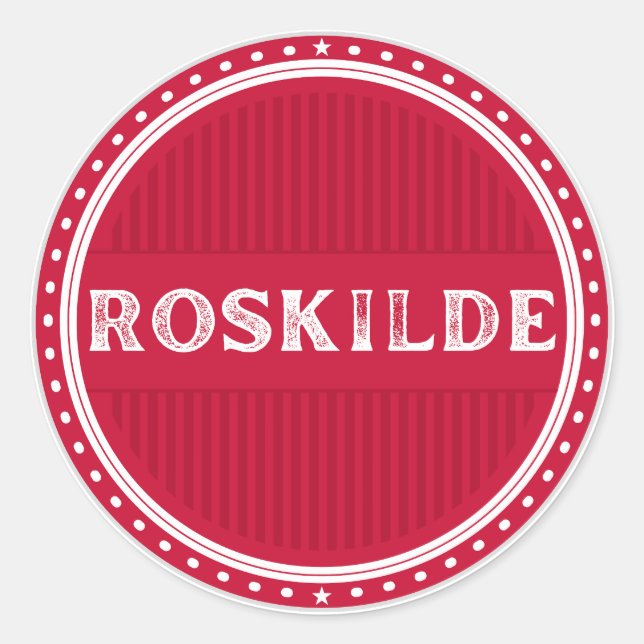 Pegatina Redonda Roskilde City Pride Emblem – Danish Identity (Anverso)
