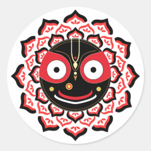 Pegatina Redonda Rostro de Lord Jagannath Chakra Deidad Hindú