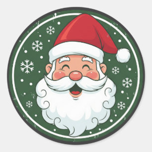 Pegatina Redonda Rostro de Santa Claus Alegre Personalizado de Navi