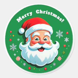 Pegatina Redonda Rostro festivo de Papá Noel